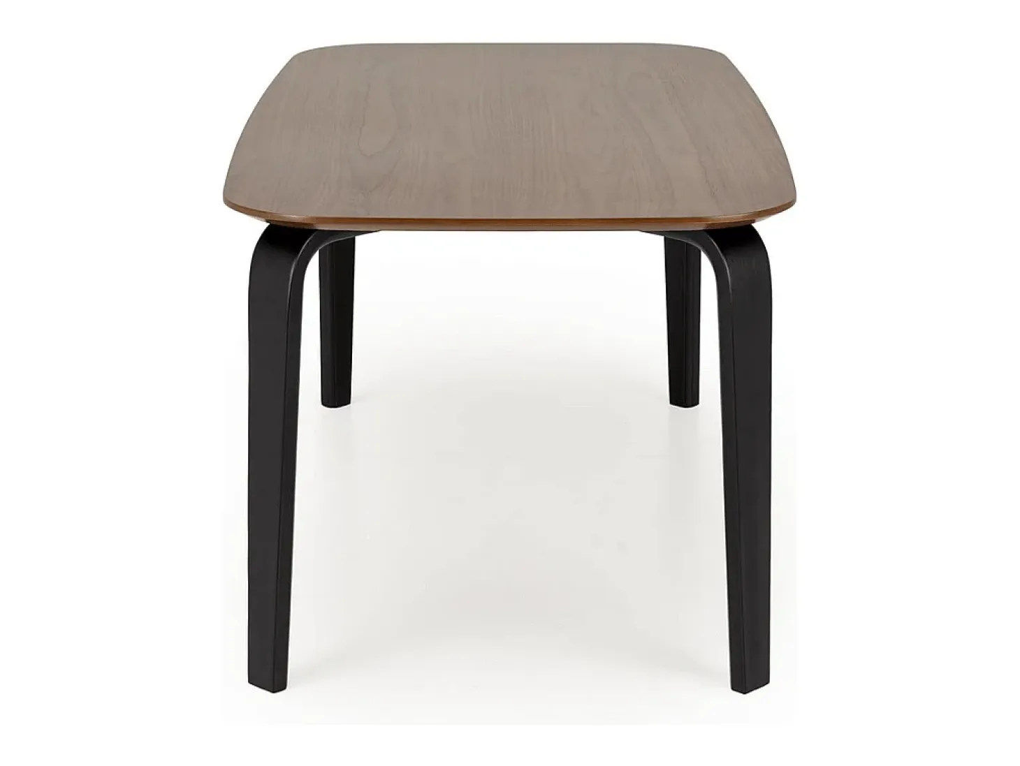Mesa de comedor rectangular 160 cm con tablero de nogal y patas de madera negra PEDRO