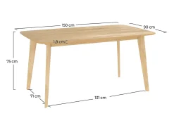 Mesa de comedor rectangular de madera clara, 6 personas - Oman
