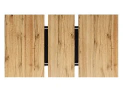 Mesa de comedor rectangular extensible para 4-6 personas, tablero de chapa de madera veta natural clara con patas negras en forma de X - 118/157x70x75cm