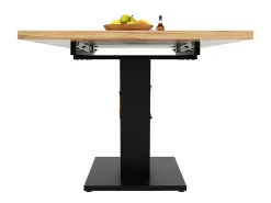 Mesa de comedor rectangular extensible para 4-6 personas, tablero de chapa de madera veta natural clara con patas negras en forma de X - 118/157x70x75cm