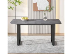 Mesa de comedor rectangular de estilo industrial - Hierro simple moderno, gris