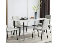 Mesa de comedor rectangular para 6 personas - mesa de cocina con efecto mármol 120x70cm 120x70x76cm