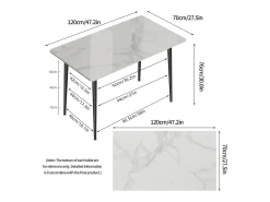 Mesa de comedor rectangular para 6 personas - mesa de cocina con efecto mármol 120x70cm 120x70x76cm