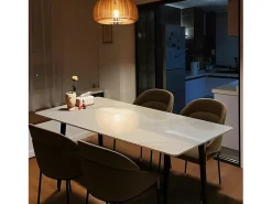 Mesa de comedor rectangular para 6 personas - mesa de cocina con efecto mármol 120x70cm 120x70x76cm