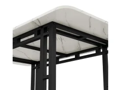 Mesa de comedor rectangular de 140 x 80 cm - patas negras y estructura metálica - tablero de MDF blanco