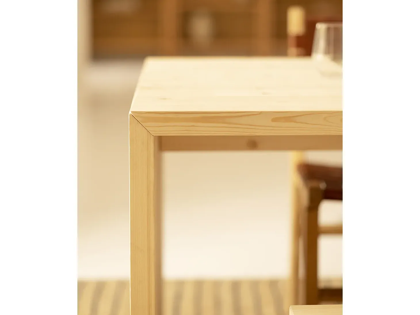 Mesa de comedor rectangular de madera de abeto maciza Decowood en tono natural de 160x75cm - TELVA - DECOWOOD