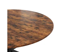 Mesa de comedor redonda 120 cm - Color marrón vintage - Para cocina y salón