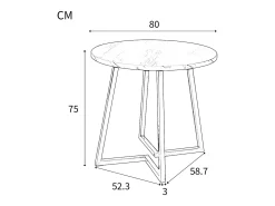 Mesa de comedor redonda - estructura de metal - chapa de mármol - Blanco y Oro