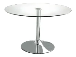 Mesa de comedor redonda - Cristal templado y metal - NOLAN