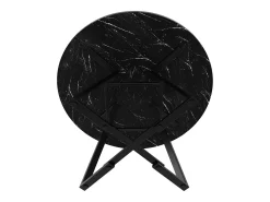 Mesa de comedor redonda - 120 x 120 x 75 cm - mesa de desayuno con patas negras - aspecto mármol - MDF + metal - negro