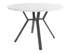 Mesa de comedor redonda blanca - Mesa de comedor con soporte de metal en forma de X y reposapiés negro - para comedor y sala de estar