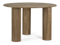 Mesa de comedor redonda Bozar de madera maciza 120 cm-Color Marrón