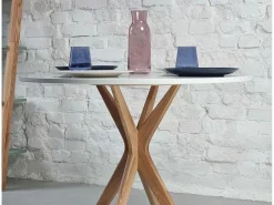 Mesa de comedor redonda 80cm Verde Salvia | Pata de fresno