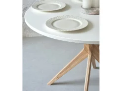 Mesa de comedor redonda 110cm Jubi Bold Verde Salvia Roble