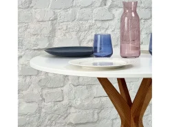 Mesa de comedor redonda 80cm Verde Salvia | Pata de fresno teñida de roble
