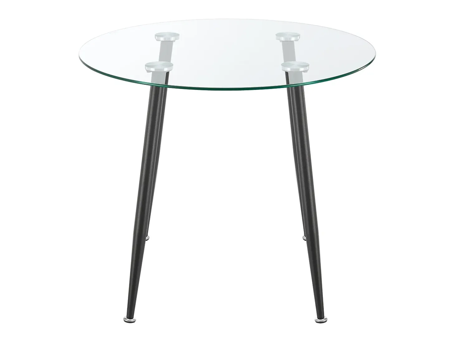 Mesa de comedor redonda de cristal templado y acero 75 x 87 cm negro transparente 03_0008707