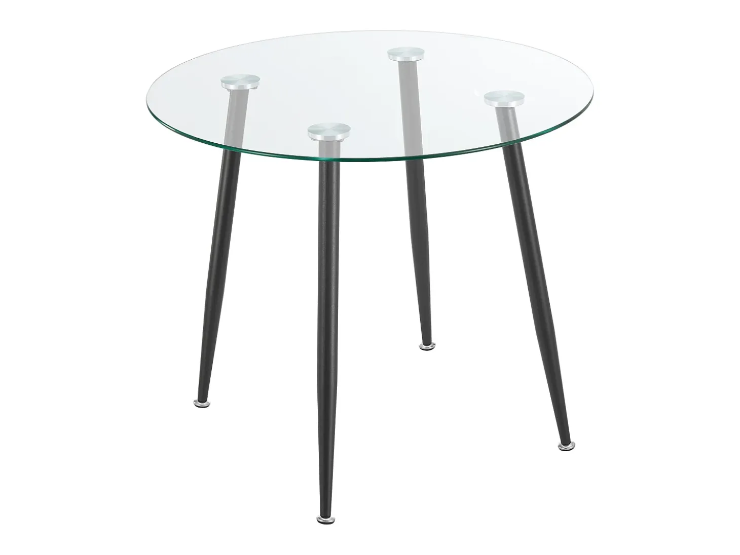 Mesa de comedor redonda de cristal templado y acero 75 x 87 cm negro transparente 03_0008707