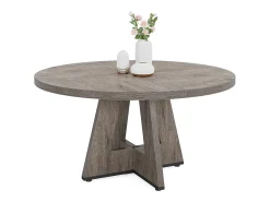 Mesa de comedor redonda de 120 cm para cocina, salón de comedor y sala de estar, color gris (solo la mesa)