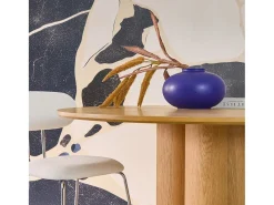 Mesa de comedor redonda de madera de hevea con 4 plazas, 130cm natural