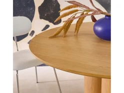 Mesa de comedor redonda de madera de hevea con 4 plazas, 130cm natural