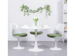 Mesa de comedor redonda de diseño (100cm) - Stratus - Blanco