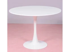 Mesa de comedor redonda de diseño (100cm) - Stratus - Blanco