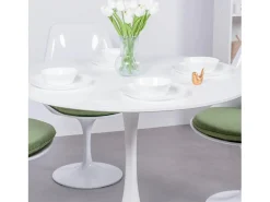 Mesa de comedor redonda de diseño (100cm) - Stratus - Blanco