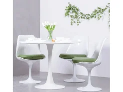 Mesa de comedor redonda de diseño (100cm) - Stratus - Blanco