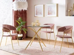 Mesa de comedor redonda de diseño de 80 cm con tablero de cristal Puppis