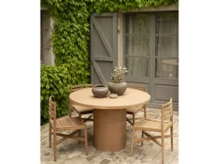 Mesa de comedor redonda de microcemento en tono terracota DECOWOOD de Ø140x75cm - LUCÍA - DECOWOOD