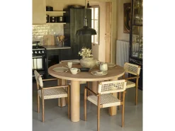 Mesa de comedor redonda de microcemento en tono terracota DECOWOOD de Ø140x75cm - LUCÍA - DECOWOOD