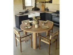 Mesa de comedor redonda de microcemento en tono terracota DECOWOOD de Ø140x75cm - LUCÍA - DECOWOOD