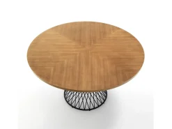 Mesa de comedor redonda de madera y metal moderna Joyce