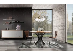 Mesa de comedor redonda de madera y metal moderna Joyce