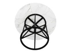 Mesa de comedor redonda, diseño moderno, MDF y metal negro jaspeado, para 4-6 personas (100x100x76 cm)