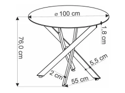 Mesa de comedor redonda de 100 cm con tablero de mármol blanco y patas negras EDGAR 2