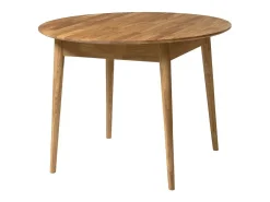Mesa de comedor redonda extensible Kundy de 93 a 123 cm en madera maciza de roble