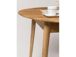Mesa de comedor redonda extensible Kundy de 93 a 123 cm en madera maciza de roble
