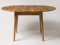 Mesa de comedor redonda extensible Kundy de 93 a 123 cm en madera maciza de roble