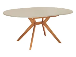 Mesa de comedor redonda extensible 120cm Biju Marrón Beige Roble