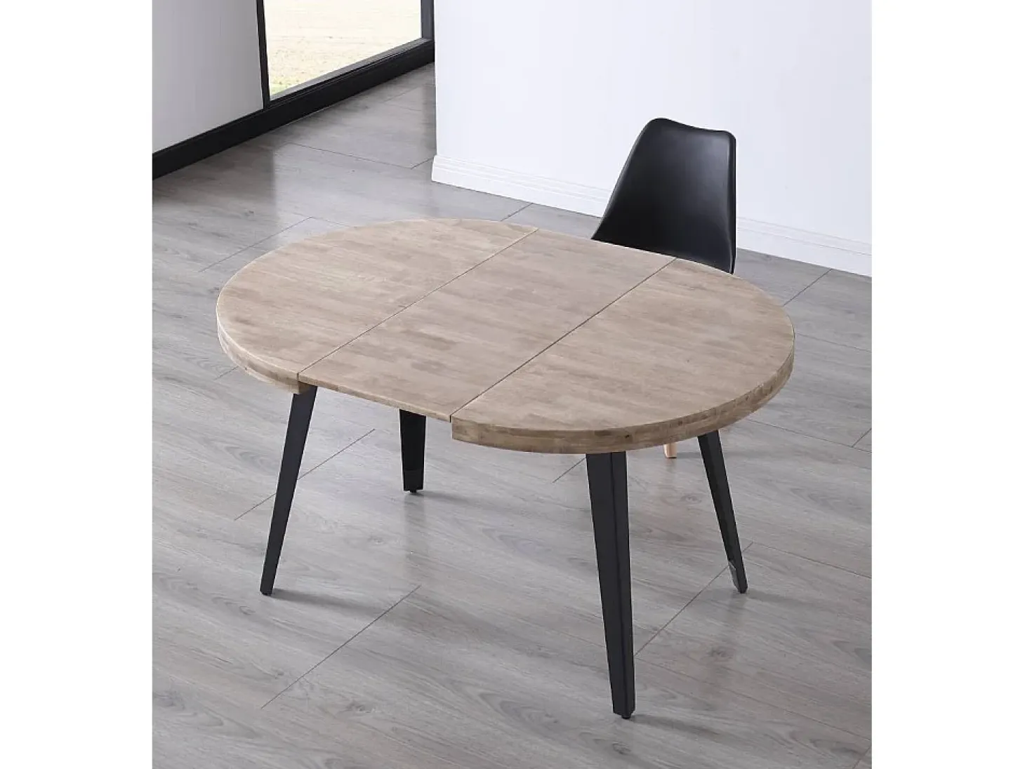 Mesa de comedor redonda extensible de 76x100x100-180 cm de madera oscura Skadi