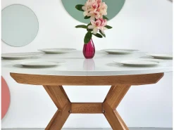 Mesa de comedor redonda extensible 120cm Biju Verde Salvia