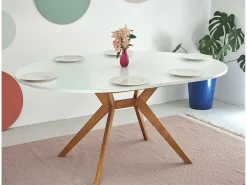 Mesa de comedor redonda extensible 120cm Biju Verde Salvia