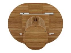 Mesa de comedor redonda extensible - Mesa extensible con 2 puertas y 6 patas ajustables - nogal - para comedor y sala de estar