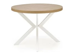 Mesa de comedor redonda extensible NORMA blanca y roble 100-250cm