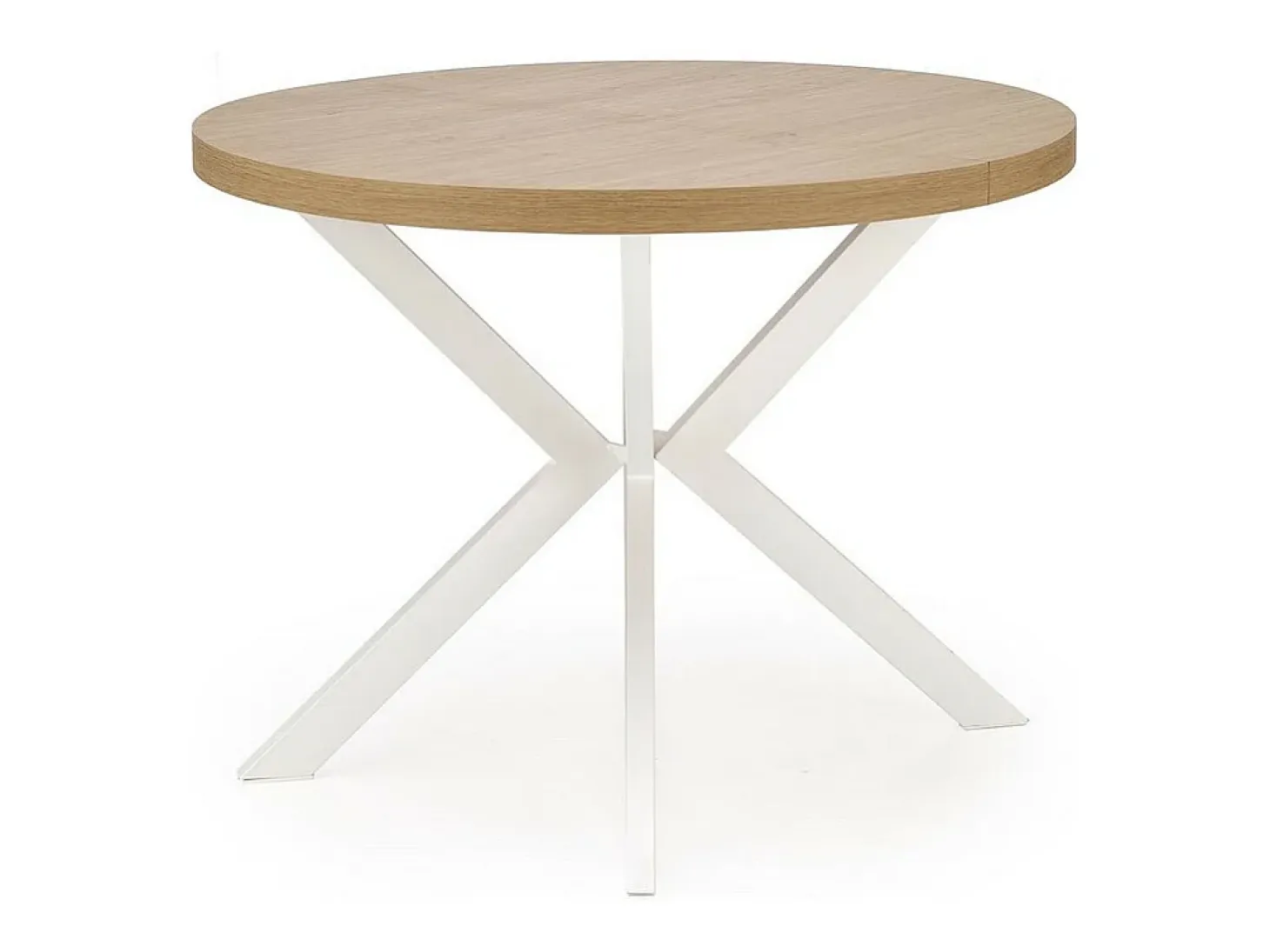 Mesa de comedor redonda extensible NORMA blanca y roble 100-250cm