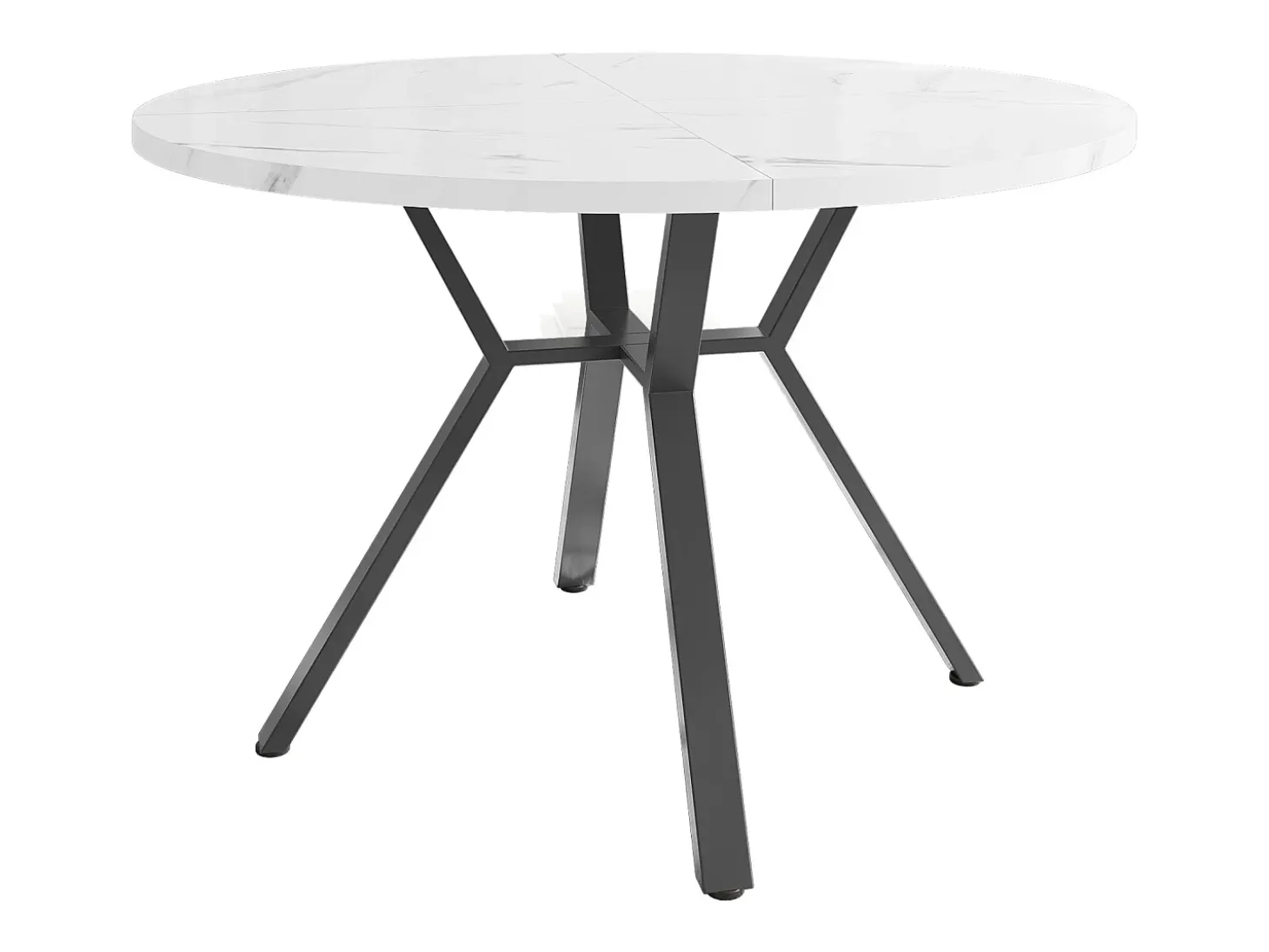 Mesa de comedor redonda moderna y sencilla, 100 x 75 cm, aspecto mármol, con base de metal, color negro