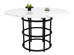 Mesa de comedor redonda moderna 100x100x76 cm 4-6 personas - patas de metal negro - blanco