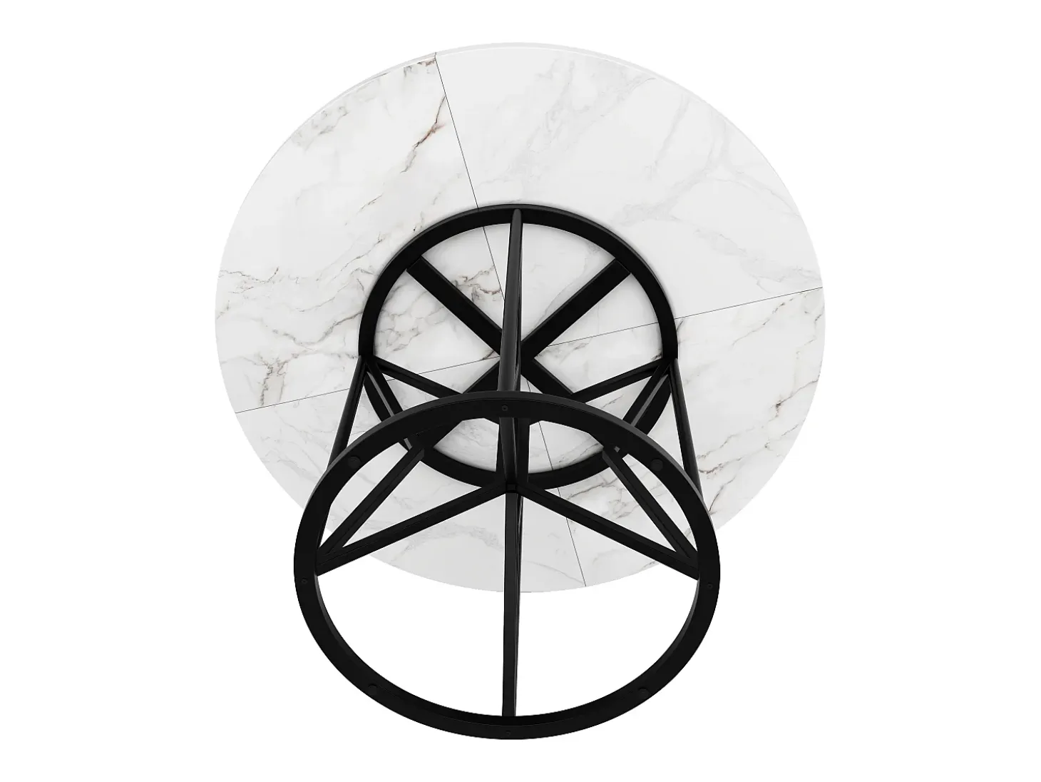 Mesa de comedor redonda moderna para 4-6 personas - patas de metal negro - blanco (100x100x76 cm)
