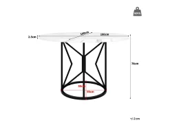 Mesa de comedor redonda moderna para 4-6 personas - patas de metal negro - blanco (100x100x76 cm)